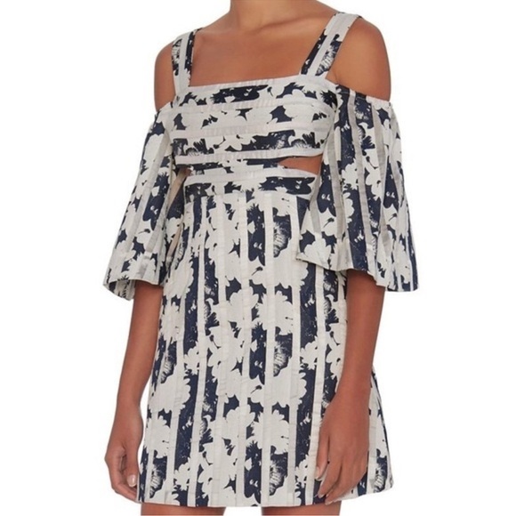 Alexis Cut Out Back Dress in Navy Blossom - Picture 1 of 9